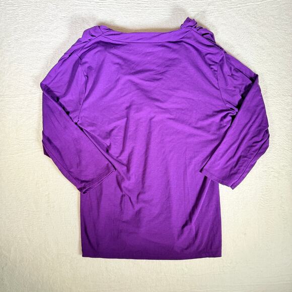 Vintage NY & Company Women's Purple Stretch Top Size Large 3/4 Sleeve - Picture 3 of 7